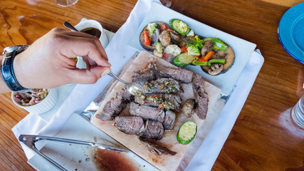 Food in a restaurant