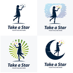 Set of Reach a Star Logo Design Templates