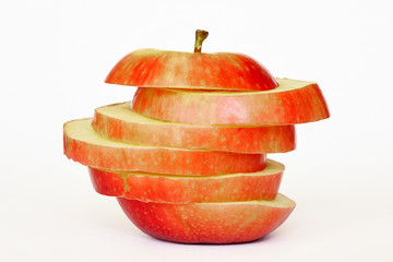 Red apple over white background