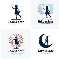 Set of Reach a Star Logo Design Templates