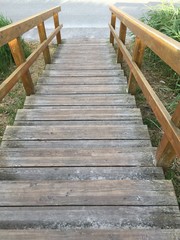 Fototapeta premium GERMANY, Holztreppe an einem Deich