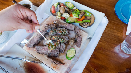 Food in a restaurant