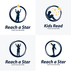 Fototapeta na wymiar Set of Reach a Star Logo Design Templates
