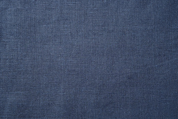 Fabric closeup. Dark blue linen texture