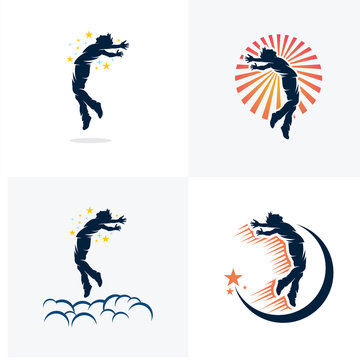 Set of Free Flying Man Logo Design Templates
