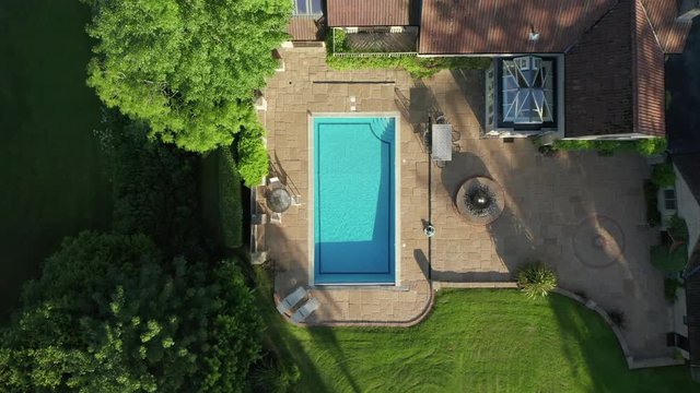 Birds Eye View of a Countryside Home with a Pool and Large Garden