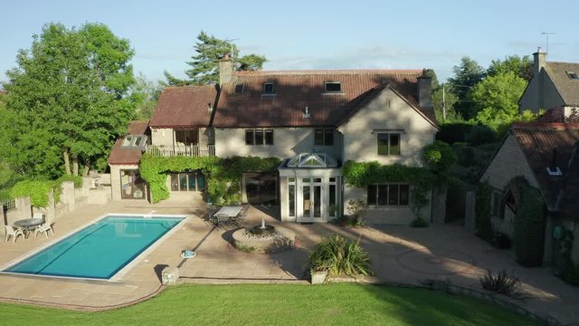 Clockwise Orbit of a Countryside Home with Pool at Sunset