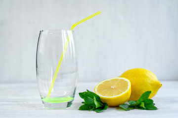glass of water with lemon