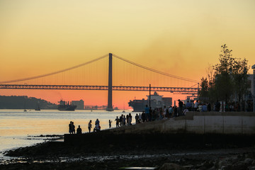 riverside sunset above the bridge