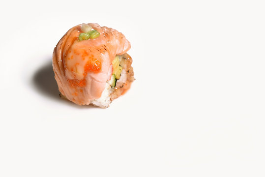 Chuchi, beautiful and colorful salmon on rice ball
