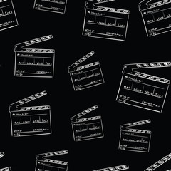 Clapperboard sketch seamless on black
