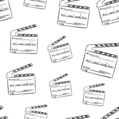 Clapperboard sketch seamless on white