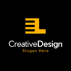 EL letter logo design with black background in illustrator, LE, EL Alphabets Letters Logo Monogram