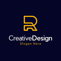 Alphabet letters Initials Monogram logo R, Letter R logo monogram, mockup hipster black and orange design element,