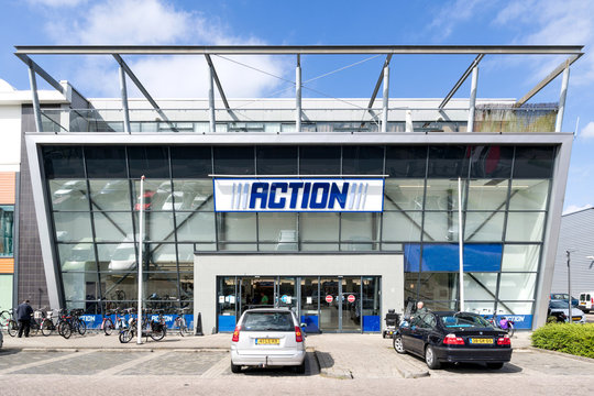 LEIDERDORP, THE NETHERLANDS - June 19, 2018: Action store. Action is a Dutch discount store-chain, owned by the British private-equity fund 3i. It sells low budget, non-food and some food products.