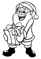 Santa Gift Line Art