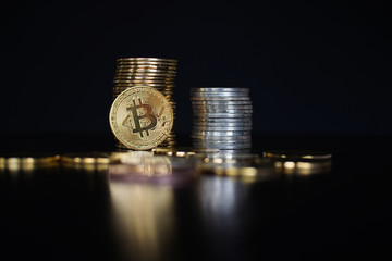 bitcoins on a background