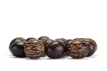 Set of brown spotted beads. Isolated on white background.