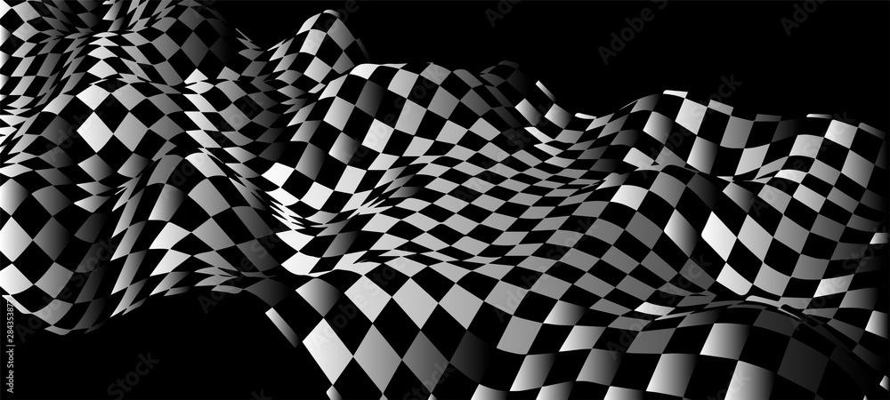 Poster black and white abstract wave. optical illusion. twisted vector illustration.