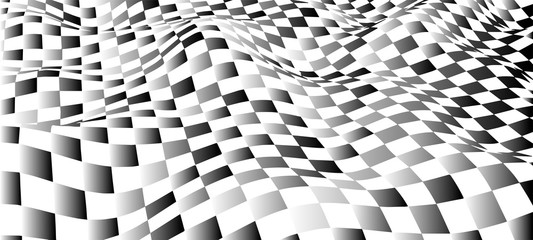 Black and white abstract wave. Optical illusion. Twisted vector illustration.