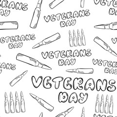 Veterans day bullet seamless white