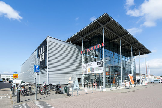LEIDERDORP, THE NETHERLANDS - June 19, 2018: Karwei hardware store. Karwei is a Dutch hardware store-chain. The first store opened at May 14, 1975 in Utrecht.
