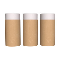Kraft paper cardboard tube package mock up. 3d render isolated on white background.