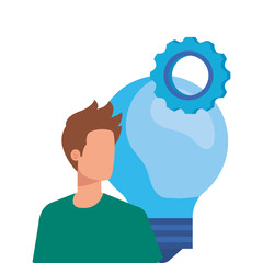 young man with bulb character