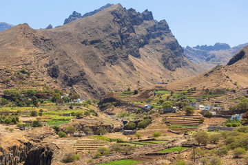 Fototapeta na wymiar Valley view near Riberia da Cruz, Santo Antao, Cape Verde