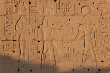 Temple relief and hieroglyphics, Karnak, Luxor, Egypt