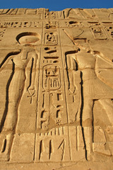 EGYPT, Luxor. Detail of hieroglypics in the Valley of the Kings.