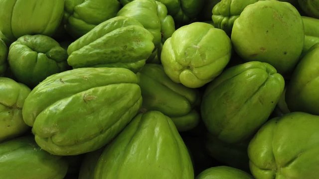 close up of fresh vegetable chayote
