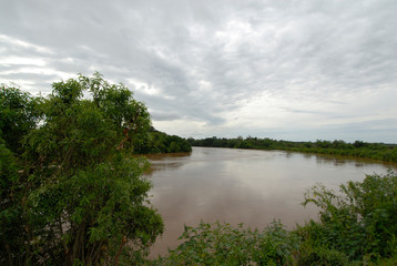 Ethiopia: Lower Omo River Basin, morning fog clearling over the Omo River
