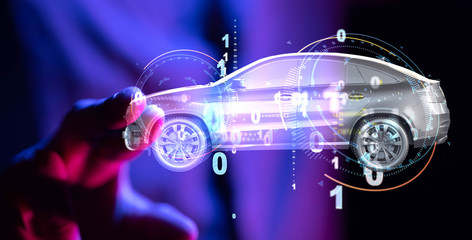 Fototapeta premium digital car technology smart in virtuel room
