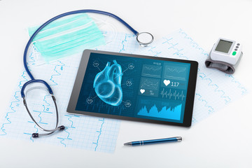 Close up of modern medical diagnostics concept