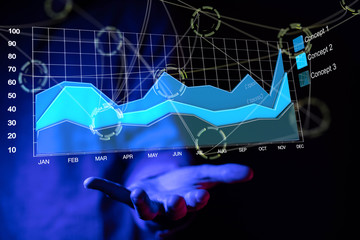 Naklejka premium Business intelligence. Diagram, Graph, Stock Trading, Investment dashboard
