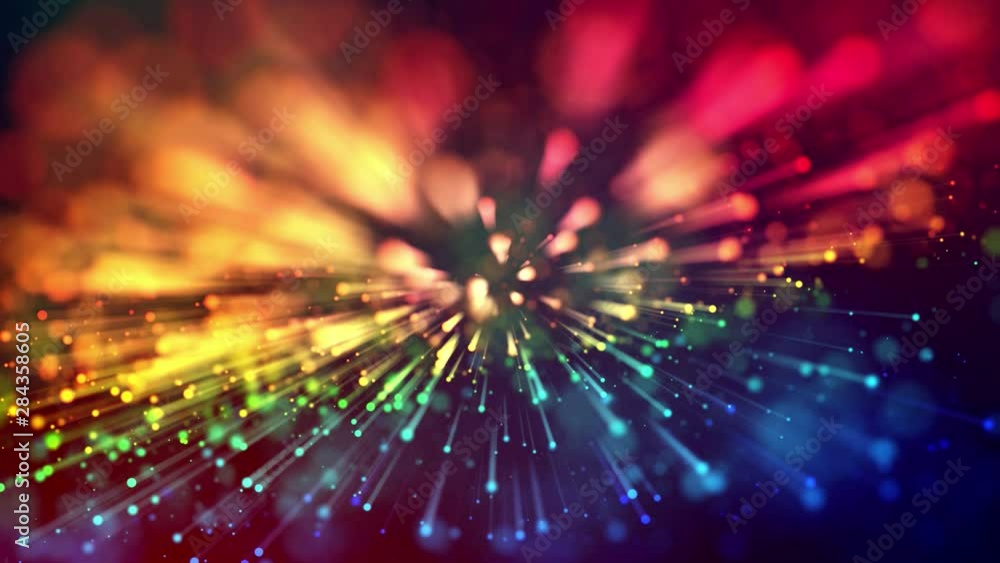 Poster 4k abstract background with shining bokeh sparkling particles for bright festive events, with multic