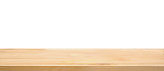 Empty wood table top isolated on white background
