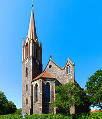Fototapeta premium Die Evangelische Dorfkirche in Hohensaaten