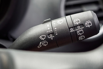 car windshield rain wiper control switch close up