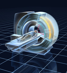 MRT (magnetic resonance tomography), medically 3D illustration