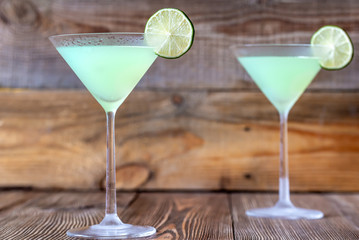 Glasses of classic daiquiri cocktails