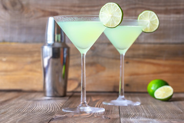 Glasses of classic daiquiri cocktails