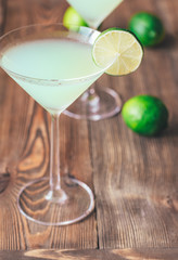Glasses of classic daiquiri cocktails