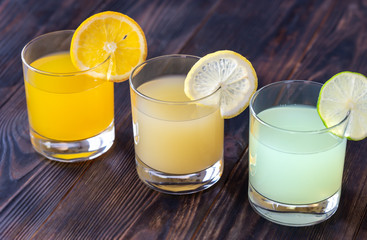 Assortment of citrus juices