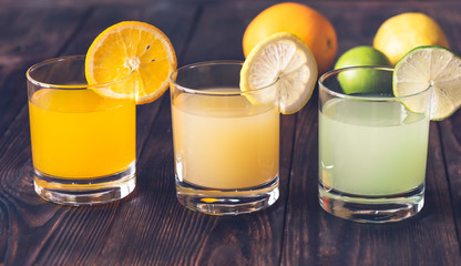 Assortment of citrus juices
