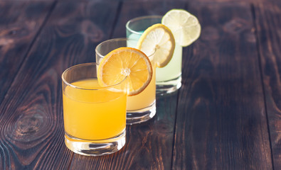 Assortment of citrus juices