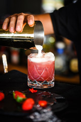 raspberry & lime cocktail with the fresh egg foam