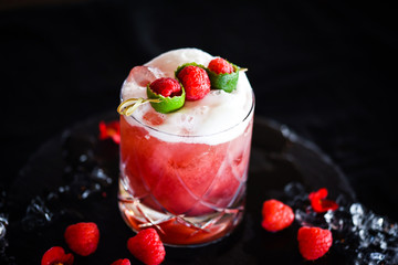 raspberry & lime cocktail with the fresh egg foam