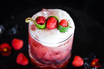 raspberry & lime cocktail with the fresh egg foam